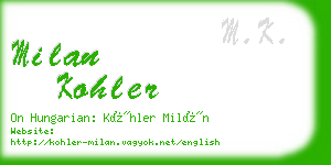 milan kohler business card